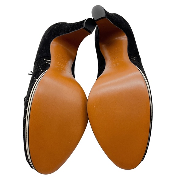 SALVATORE FERRAGAMO BLACK LIMITED EDITION ARCHIVES SIRENA 1938 SUEDE HEELED SHOE - Picture 7 of 12